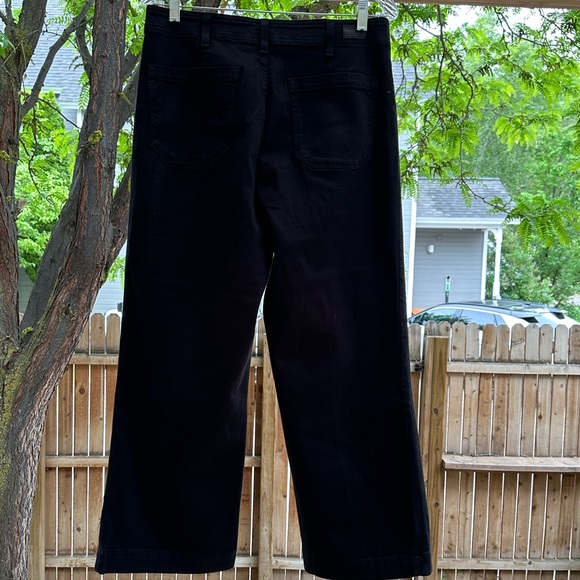 Paige Nellie Wide Leg Cropped Ankle Black Overdye Denim Jeans size 31 - Picture 8 of 15